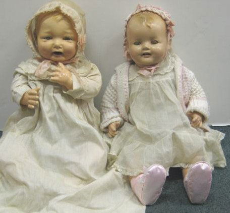 22" TWO EFFANBEE DOLLS, 'BUBBLES' AND 'LOVUMS': Composition shoulder-heads, arms and legs, cloth torsos.