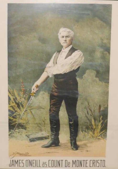 JAMES O'NEILL AS COUNT DE MONTE CRISTO: W. J. Morgan & Co., lithographic poster print, framed. 24 3/4 x 16 inches (image) / 30 1/2 x 23 1/2 inches