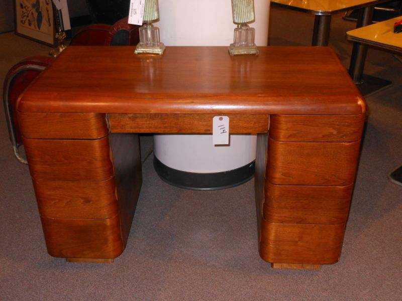 PAUL GOLDMAN FOR PLYMOLD: Desk, circa 1946, plywood and veneer. 30 x 46 x 23 inches