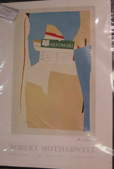 AFTER ROBERT MOTHERWELL, AMERICAN (1915-1991): AMERICA LA FRANCE, VARIATIONS II, signed poster, unframed. 28 1/4 x 19 inches