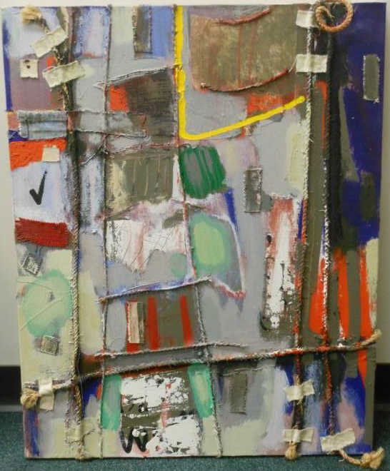 DAVID R. SMYTH, AMERICAN (B. 1943): Untitled, 1996, mixed media on canvas signed and dated on edge of canvas, unframed. 30 1/2 x 24 inches