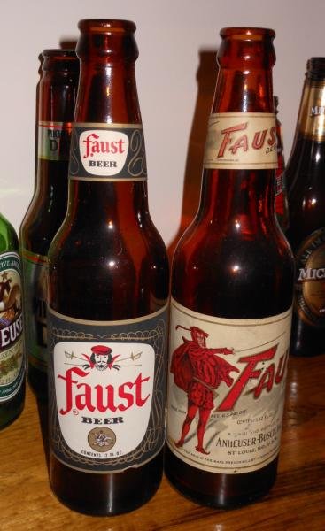 TWO FAUST AMBER BOTTLES: Old label, and new label. Henry Herbst Collection