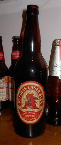 PRE PROHIBITION LARGE ST. LOUIS LAGER BEER BOTTLE: Over sized in good condition. Henry Herbst Collection