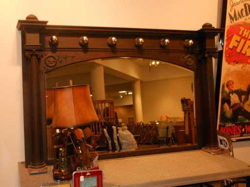 UNUSUAL LARGE ANTIQUE BAR BACK MIRROR
