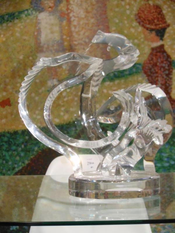 HIVO G. VAN TEAL, DUTCH/AMERICAN: Triple fish sculpture, acrylic, 78/300, signed and numbered. 17 x 15 1/2 x 9 1/2 inches