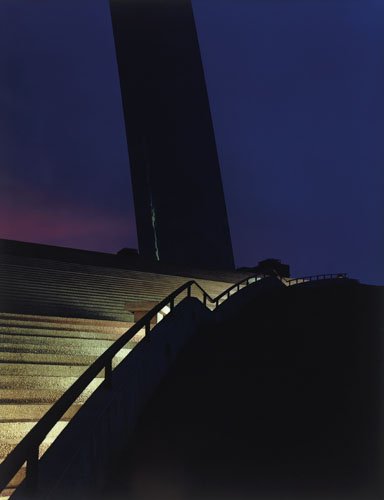 JOEL MEYEROWITZ, AMERICAN (B.1938): BASE OF ARCH, GREEN STEPS, 1978, #8 from the portfolio of twelve, ST. LOUIS AND THE ARCH, Dye transfer print, 65/75, signed and numbered, published by the Greenberg Gallery, St. Louis, framed. 21 x 16