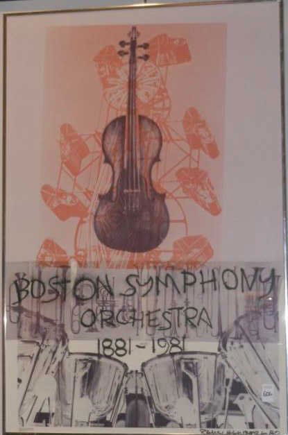 ROBERT RAUSCHENBERG, AMERICAN (1925-2008): BOSTON SYMPHONY ORCHESTRA, 1881-1981, offset lithograph, 1980, signed and dated in marker lower margin, framed.