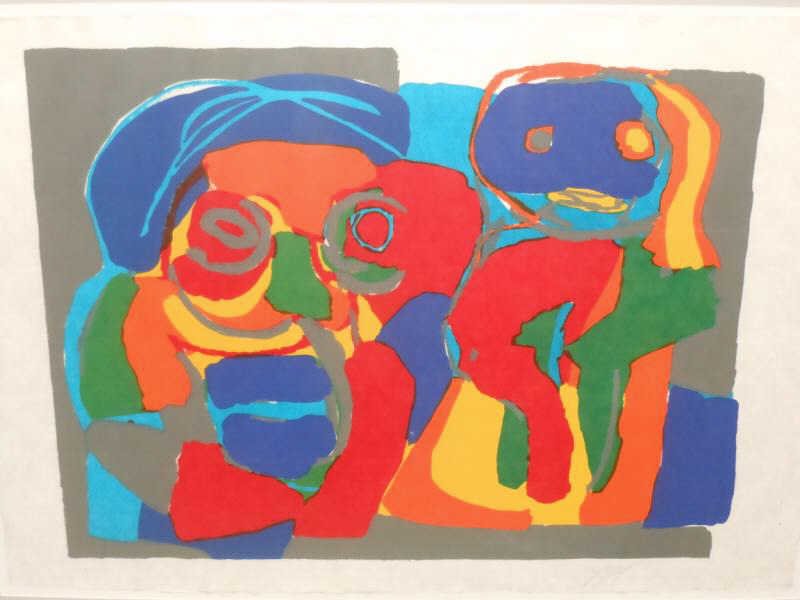 KAREL APPEL, DUTCH (1921-2006): Two figures, color lithograph, E.A. edition, framed. 22 1/2 x 30 inches