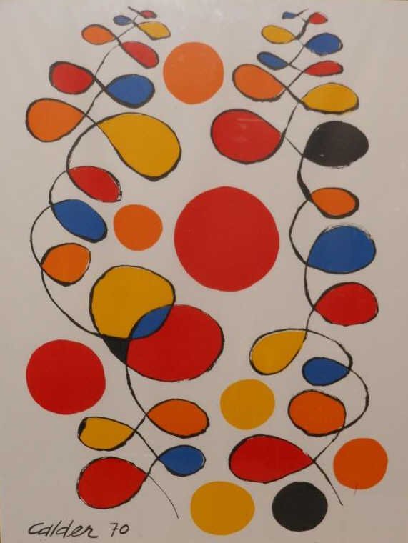 ALEXANDER CALDER, AMERICAN (1898-1976): Untitled, 1970, color lithograph, signed in plate, framed, The Guild label on back. 31 x 24 inches