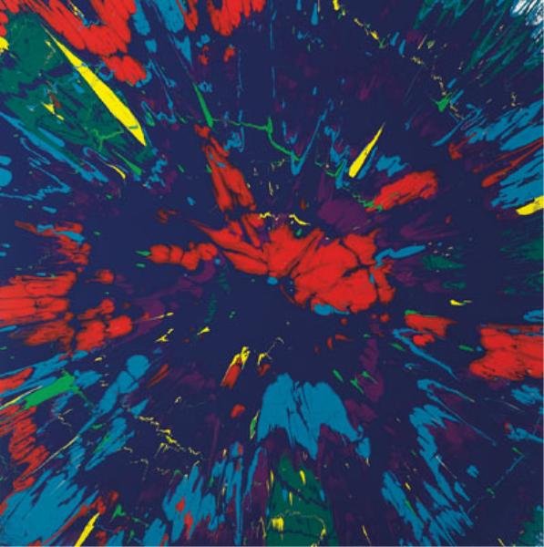 WALTER ROBINSON, AMERICAN (b. 1950): RAPTURE, REMORSE, 1985, enamel on canvas, unframed. 36 x 36 inches Bears label verso from Metro Pictures, 150 Greene Street, New York Sold Christie's New York, Nov. 17, 1992, lot 151