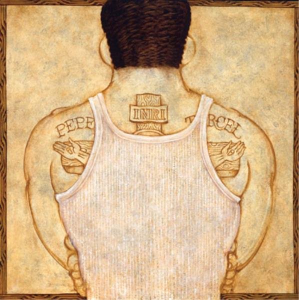 MARTIN WONG, AMERICAN (1946-1999): INRI, 1984, from Wong's Prison Series, acrylic on canvas, unsigned, unframed. 36 x 36 inches Purchased: P.P.O.W. Gallery, New York, October 8, 1998