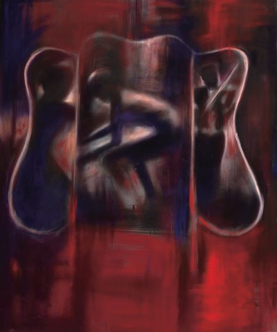 LOUIS RENZONI, AMERICAN (B. 1952): Untitled, 1985, oil on canvas, signed and dated verso, unframed. 84 x 70 1/2 inches