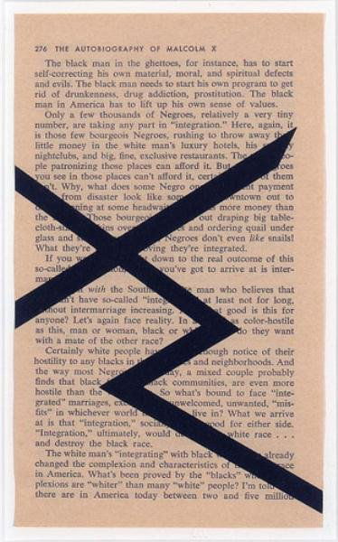 TIM ROLLINS, AMERICAN (b. 1955): BY ANY MEANS NECESSARY, 1986, mixed media collage, from Rollins Autobiography of Malcolm X series, framed.