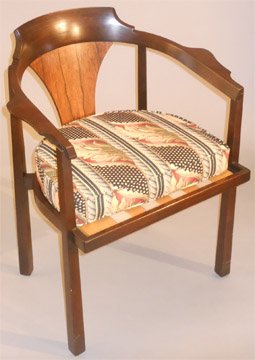 EDWARD WORMLEY FOR DUNBAR: Mid Century "D" chair. Height chair back 30"
