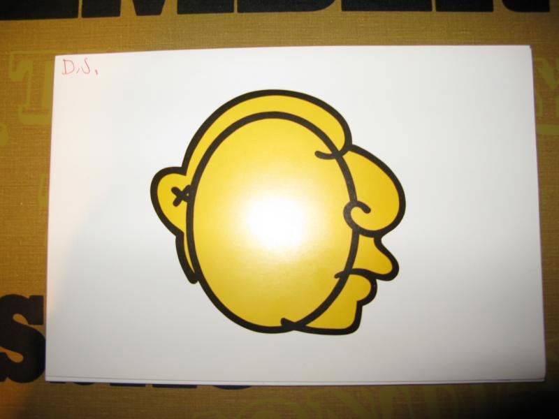 ERNEST TROVA, AMERICAN (1927-2009): Yellow Man exhibit invitation, print on cardstock, inscribed "For David Jacobson very best wishes, E. Trova 2002" on interior, signed, dated. 6 x 9 inches