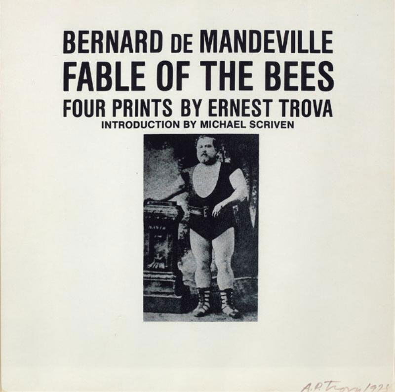 ERNEST TROVA, AMERICAN (1927-2009): FABLE OF THE BEES, series of five silkscreens, signed in margin, framed. Four are 28 x 14 inches (sight), title piece 15 1/2 x 15 1/2 inches (sight)