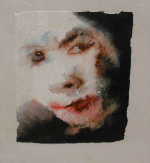 GRAHAM DEAN, BRITISH (B. 1951): Face, watercolor on handmade Indian paper, unsigned, framed. 10 1/2 x 9 inches