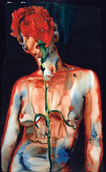 GRAHAM DEAN, BRITISH (B. 1951): LADIES OF THE CORRIDOR, 1990, watercolor on handmade Indian paper, signed and dated lower right, framed. 55 x 32 inches