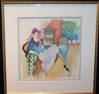 ITZCHAK TARKAY, ISRAELI (B. 1935): EMMALINE WAITS, 1997, serigraph, p.p. #7/15, signed and numbered in pencil lower margin, framed. 12 1/2 x 12 inches