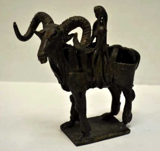 JOHN KEARNEY, AMERICAN/CHICAGO (B.1924): LADY GODIVA ON RAM, bronze figure. Height 6 in., width 3 in., depth 6 1/2 in.