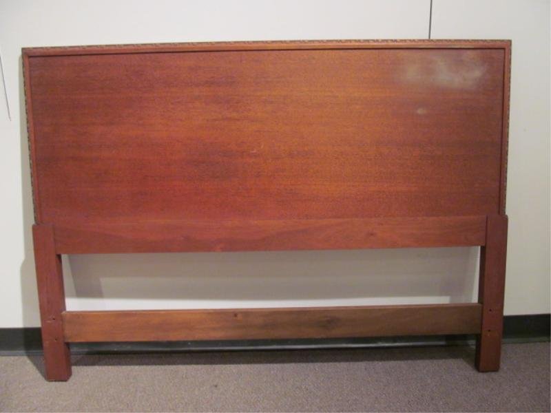 FRANK LLOYD WRIGHT FOR HERITAGE HENREDON: Taliesin pattern full size headboard, branded label. Height 39, width 54 in.