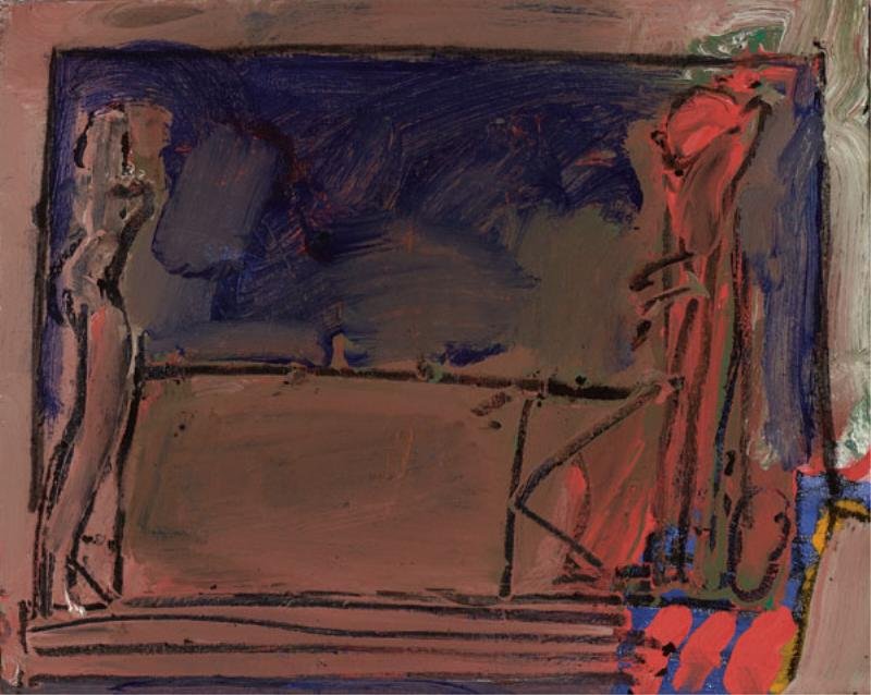 JOE STEFANELLI, AMERICAN (B. 1921): FINALE, oil on canvas, 1987, signed, dated, and titled verso, framed. 12 x 15 in.