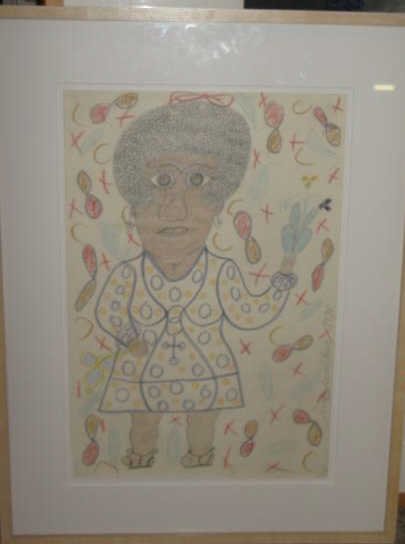 INEZ NATHANIEL WALKER, AMERICAN (1911-1990): Portrait of a woman, 1975, colored pencil on paper, signed and dated right side margin, framed. 18 x 12 in.