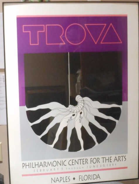 ERNEST TROVA, AMERICAN (1927-2009): PHILHARMONIC CENTER FOR THE ARTS, signed color lithographic poster, framed. 30 x 21 3/4 in.