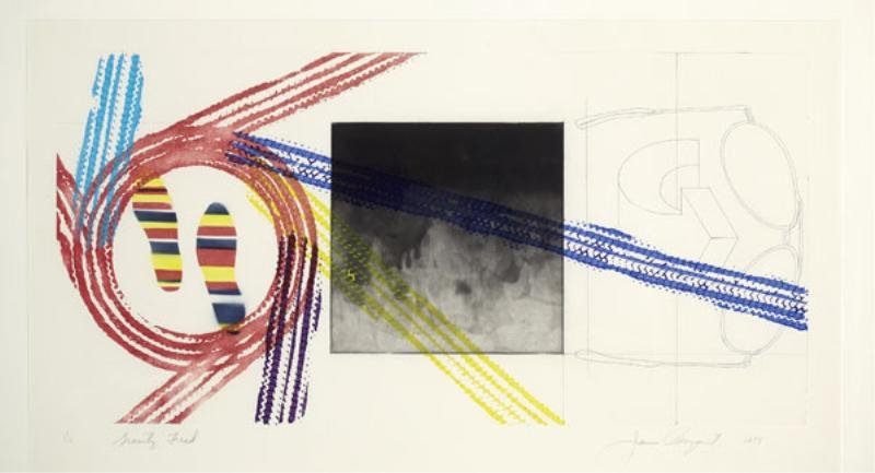 JAMES ROSENQUIST, AMERICAN (B. 1933): GRAVITY FEED, 1978, color aquatint, signed, titled and dated lower margin, framed. 22 1/2 x 38 1/2 in. (sight)