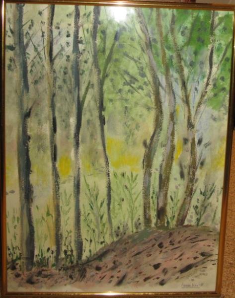 CARMEN CALVO, SPANISH (B. 1950): Spring growth in the Forest, watercolor on paper, signed lower right, framed. 27 x 20 in. Provenance: Single family ownership, gift from the artist.
