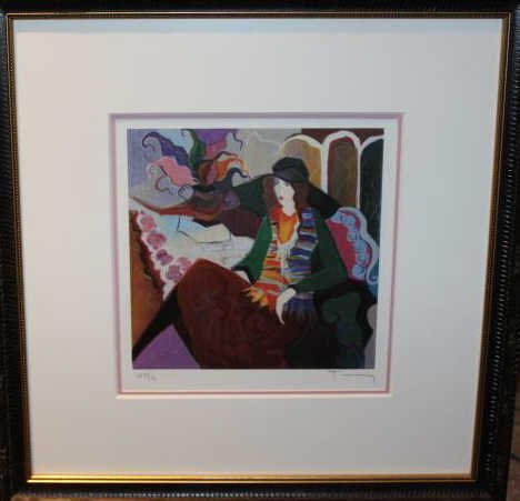 ITZCHAK TARKAY, ISRAELI (B. 1935): Woman in interior, serigraph, a.p. # 37/45, signed and numbered in pencil lower margin, framed. 10 x 10 in.