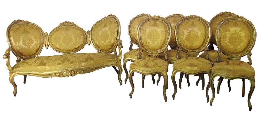 Carved Gilt Wood Chairs and Settee (1 of 13)