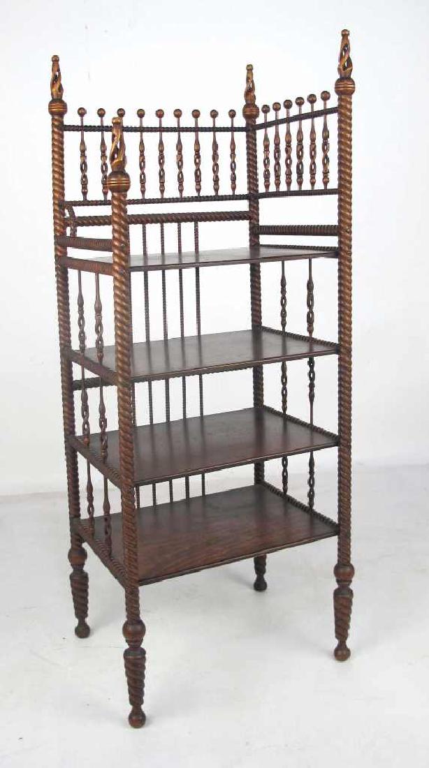 American Oak Victorian Stick & Ball Etagere (1 of 6)