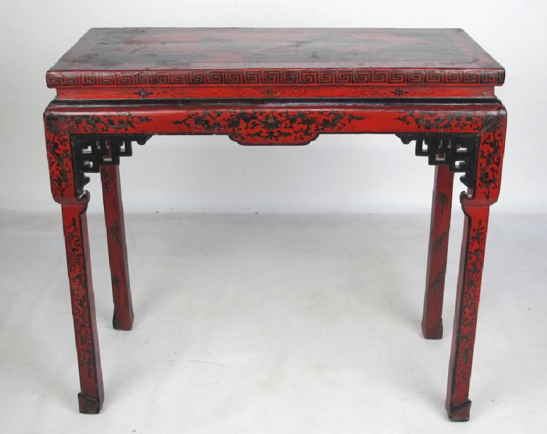 19th C. Chinese Red Lacquer Console (1 of 7)