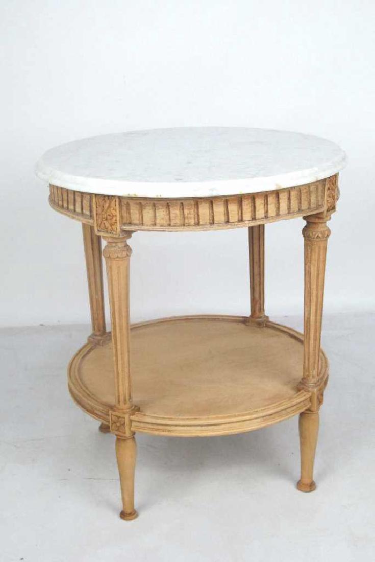 French Bleached Walnut Marble Top Table (1 of 7)