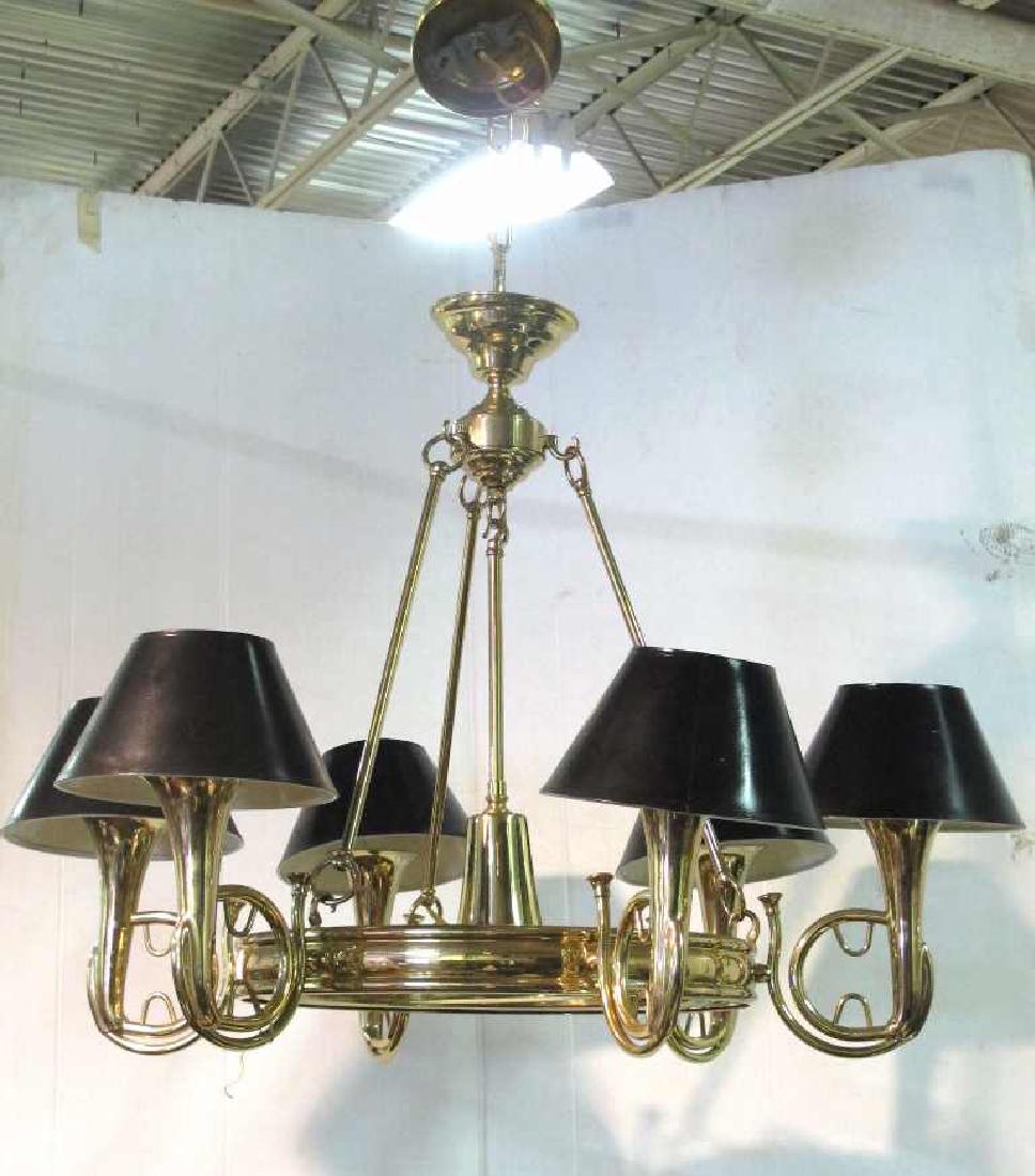 Brass Chandelier with Trumpet Arms (1 of 5)