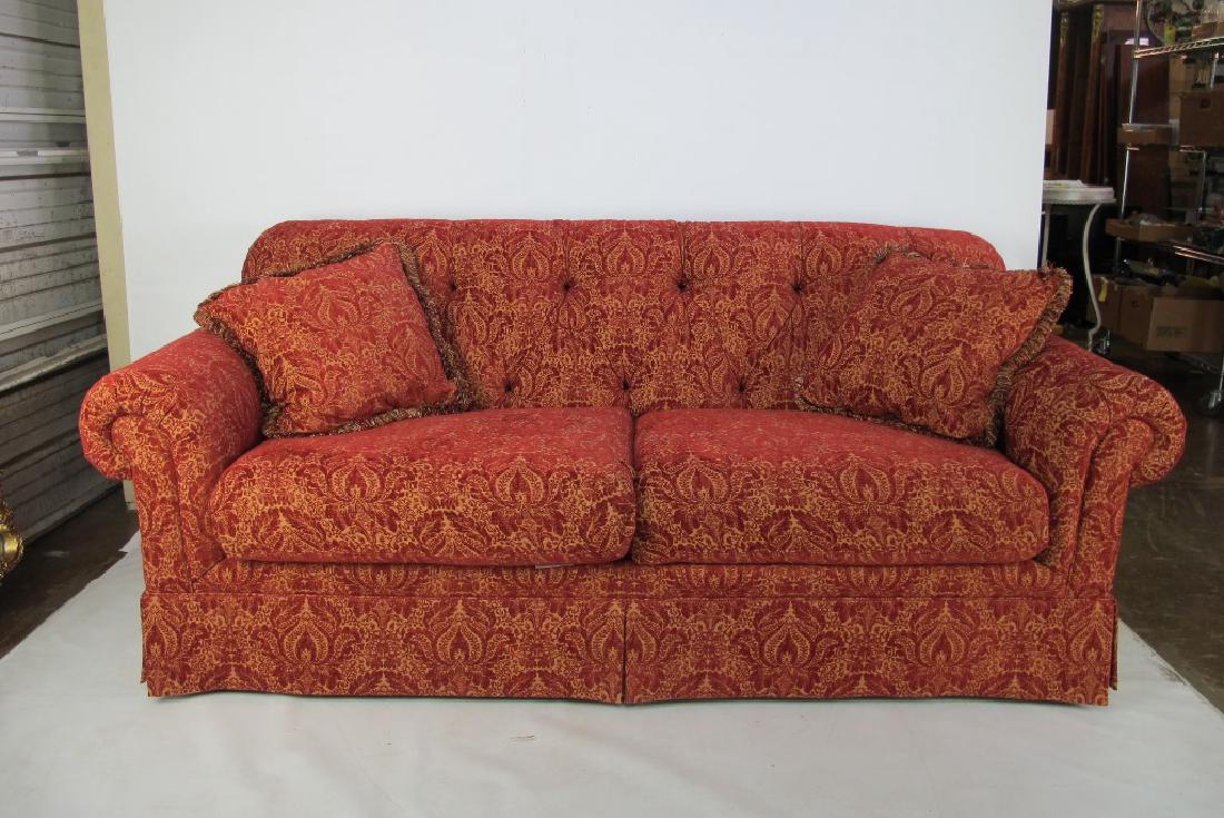 Sofa with Red Foliate Upholstery (1 of 6)