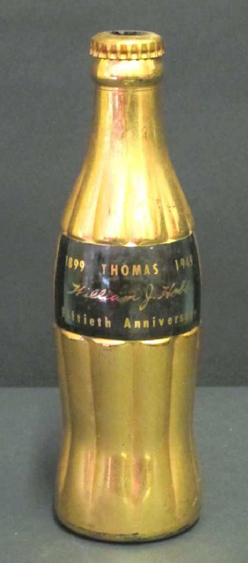 Coca-Cola 50th Anniversary Gilt Bottle (1 of 8)