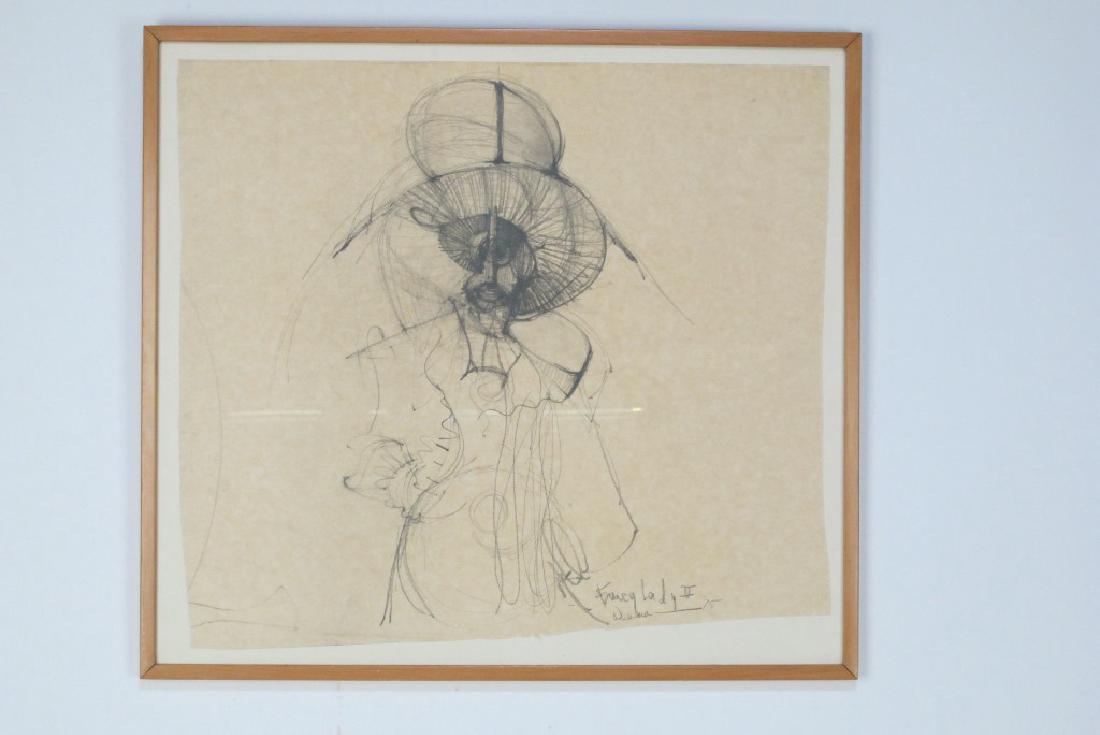 Howard Newman "Fancy Lady" Crayon Drawing (1 of 6)