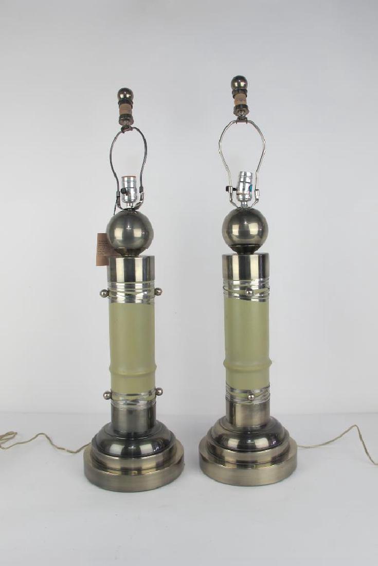 Pair of Wood and Chrome Lamps (1 of 10)