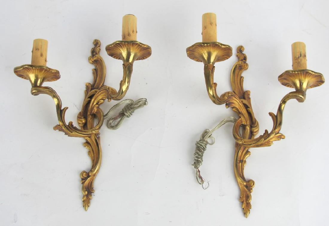 Pair French Gilt Bronze Wall Sconces (1 of 6)