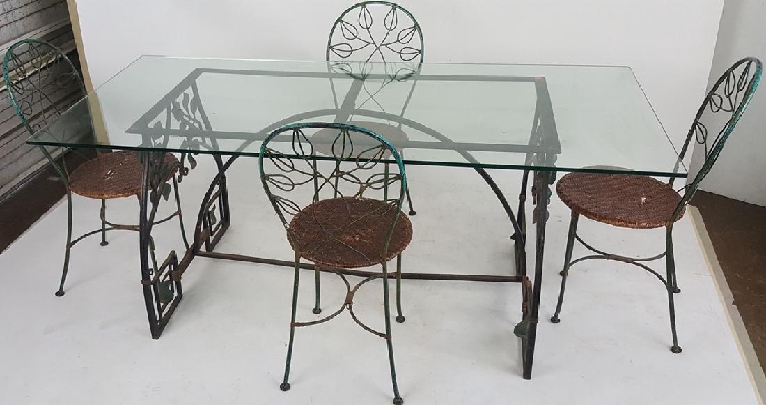 Wrought Iron Patio Set with Glass Top (1 of 11)