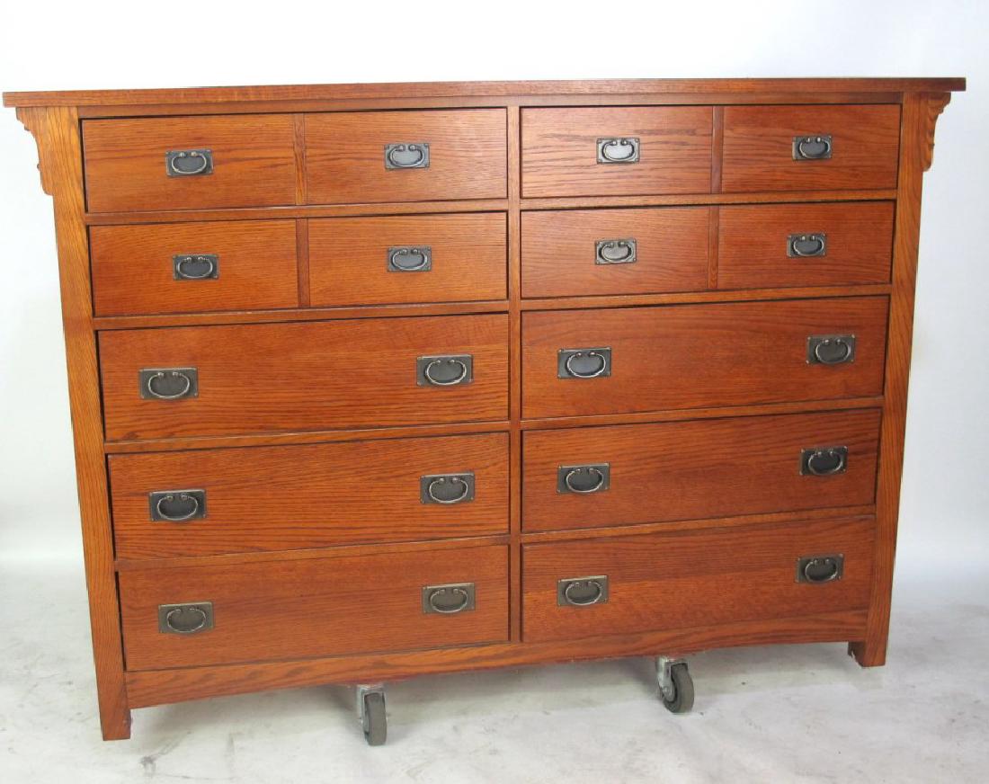 10 Drawer Mission Oak Chest (1 of 5)