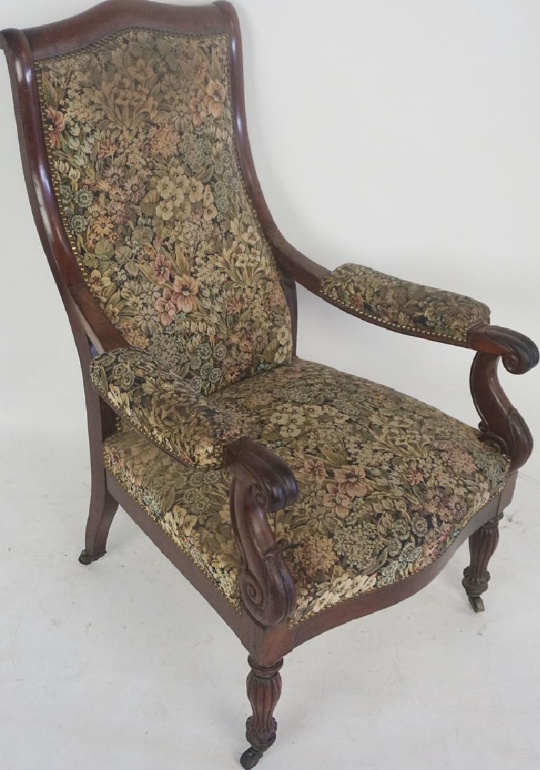 Mahogany Armchair with Upholstered Cushions (1 of 6)