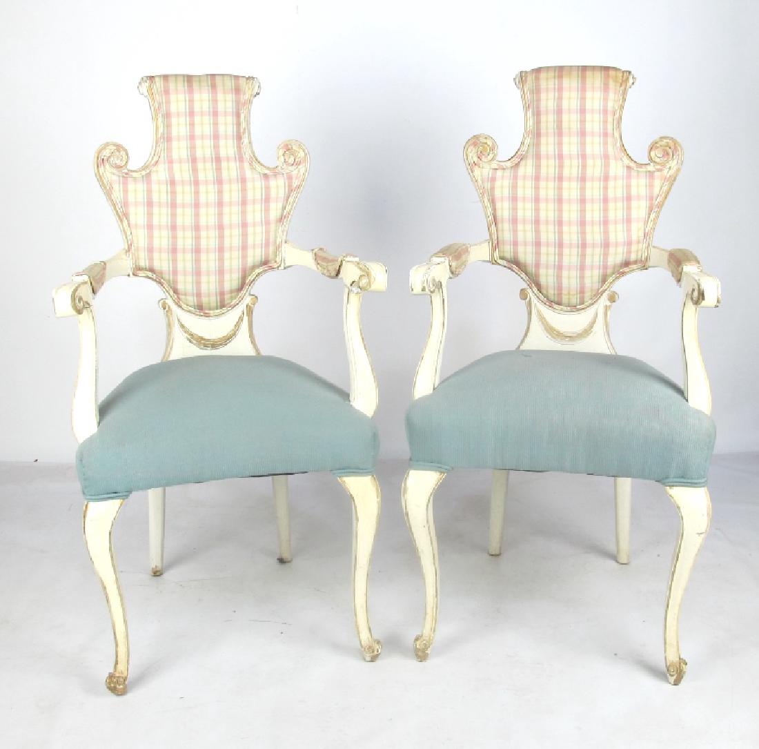 Pair Hollywood Regency Italian Chairs (1 of 6)