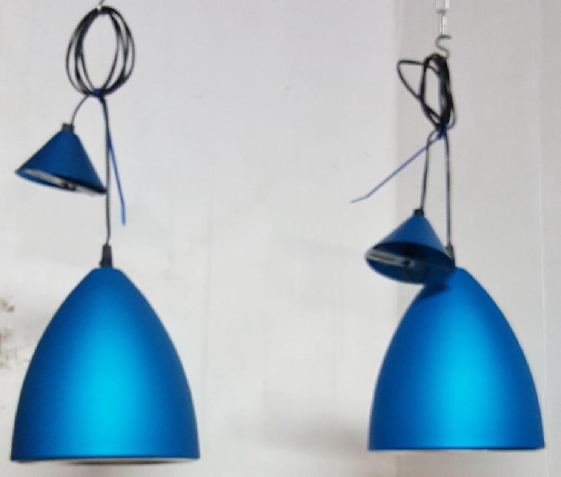 Blue Modern Hanging Light Fixture Pair (1 of 3)
