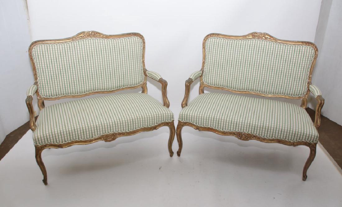 Pair of 19th Century French Giltwood Settees (1 of 10)