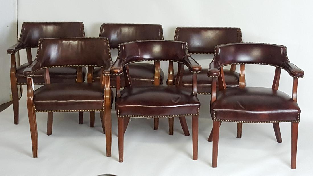Set of 6 Leather Library Chairs (1 of 7)