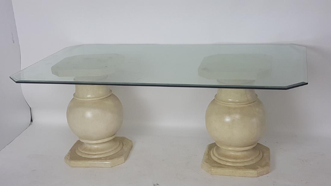 Glass Top Table with Pedestal Bases (1 of 6)