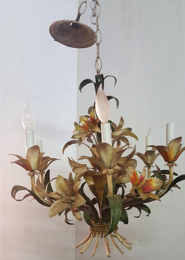 Painted Tole Floral Light Fixture (1 of 5)
